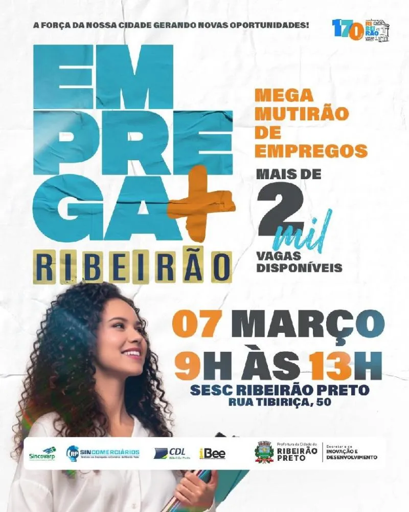 Mais de 2.300 vagas em um único dia: Ribeirão abre calendário de empregos com mutirão